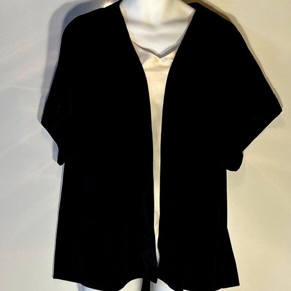 Entro SZ M Black Velvet Embroidered  Kimono Boho Whimsigoth Artsy Asian - Picture 2 of 8